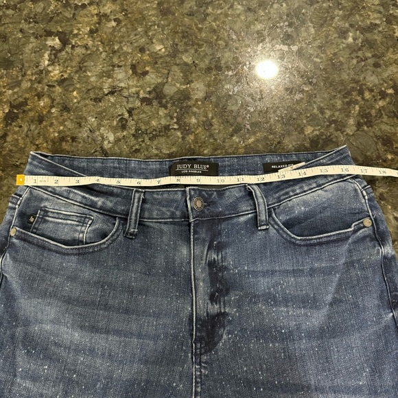 JUDY BLUE Jeans Relaxed Fit Speckled Womens Size 13/31 Blue JB88226 Splattered - Picture 7 of 9